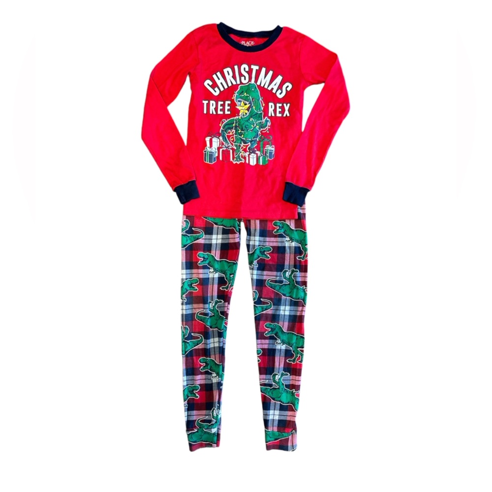 The Children’s Place Christmas T Rex Dino Pajamas
